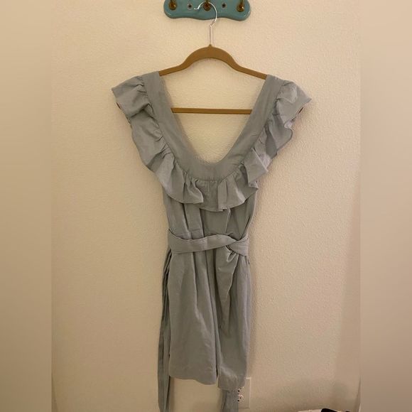Free People Lara ruffle bib mini dress in seafoam green - Picture 4 of 4